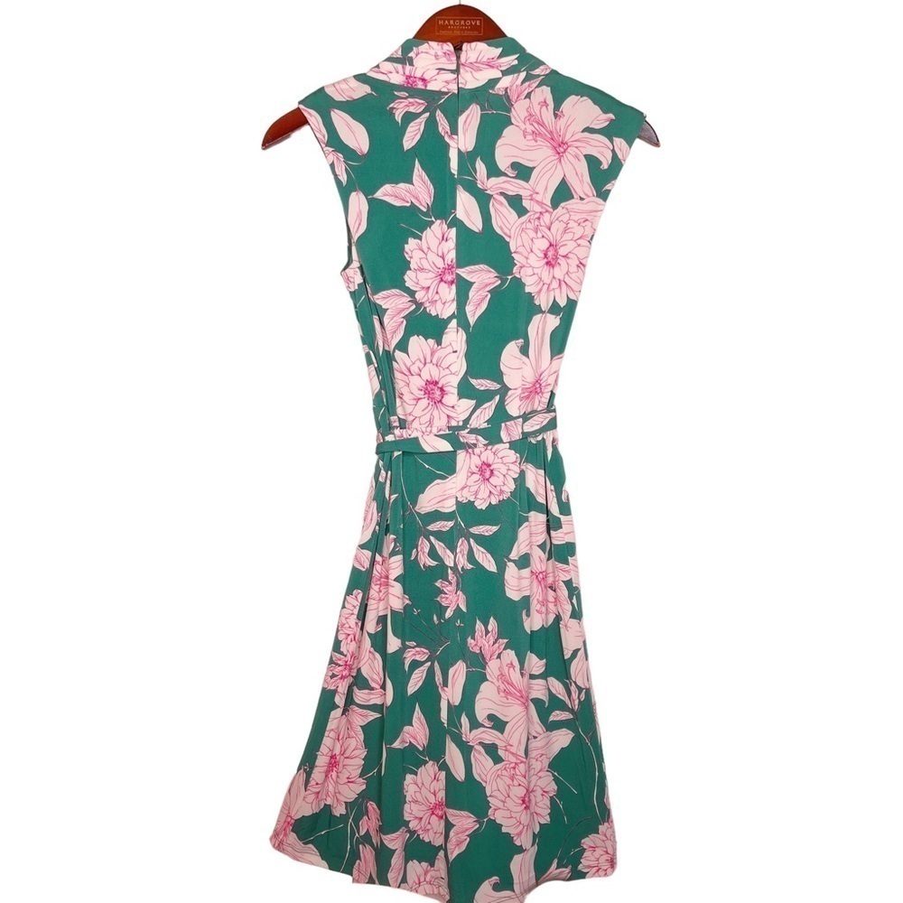 ELIZA J NWT Sleeveless Faux Wrap Tie Waist Dress Size 2 in Garden Floral Green - Picture 8 of 16